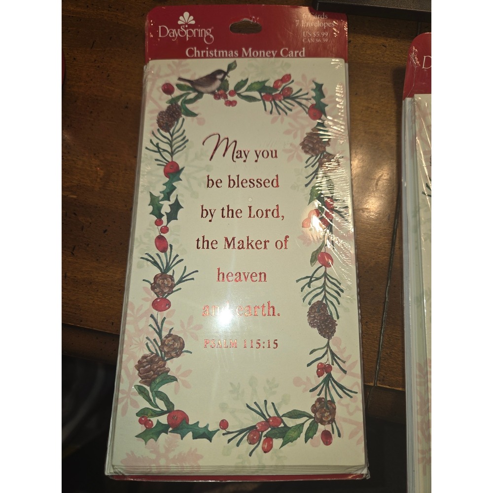 DaySpring Christmas Money Card Set 6ct Religious Psalm 115:15 Scripture Foil